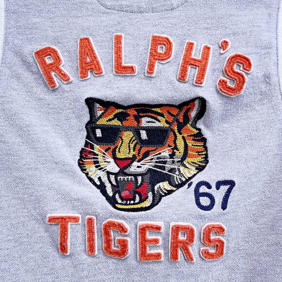 POLO Ralph Lauren Ralphs Tiger Embroidered Shirt Gray Stripe Tipped Boys Small 8 - Picture 5 of 9